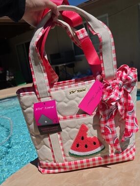 Betsey Johnson Beige & Pink Watermelon Laptop Bag 🍉